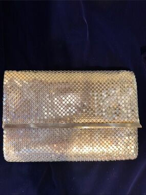 Silver Sequin Envelope Clutch Handbag vintage Bergdorf Goodman Whiting & Davis